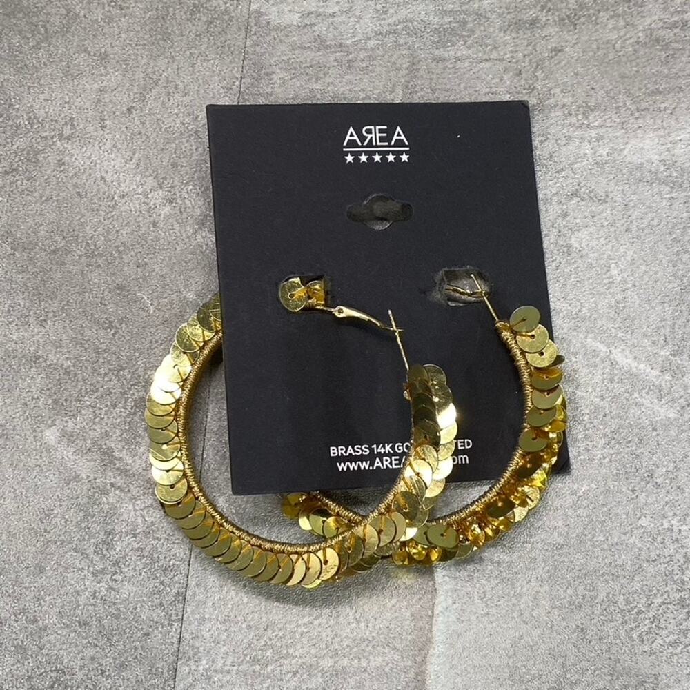 AREA STARS Women's 2-Tone Gold Sequin Hoop Earrings